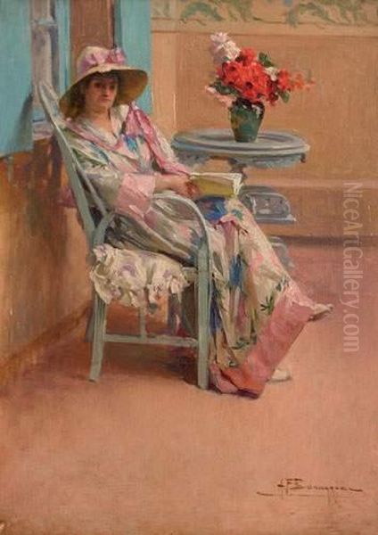 Elegante A Sa Lecture, Circa 1910 - view 1