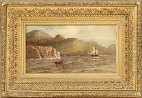 Boats Off A Cliff-lined Coast - view 1