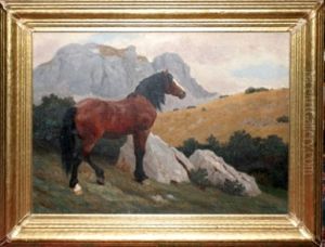 Wild Stallion In The Mountains by Albert Reibmayer
