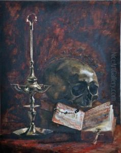 Vanite Au Chandelier Et Au Missel by Bonnat Leon