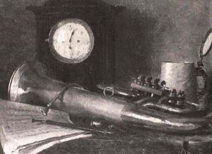 Still Life With Wagner Tuba, Clock And Stein