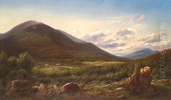A Carriage And Horsemen On A Road With Mount Washington In The Distance - view 1