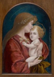 Cuivre Emaille Au Decor D'une Vierge A L'enfant