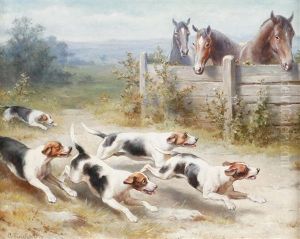 Landschaft Mit Hunden Und Pferden Landschaft Mit Hunden Und Pferden