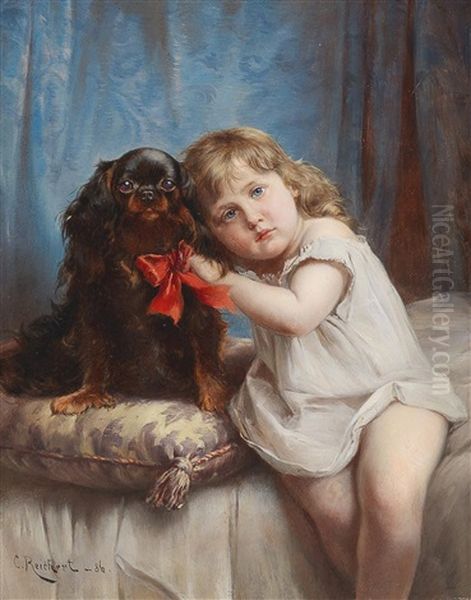 A Girl With A Cavalier King Charles Spaniel - view 1