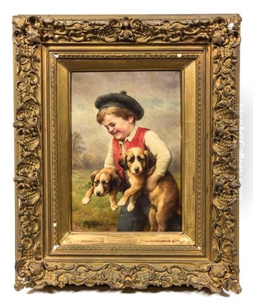 Portrait Of Boy With Dogs - view 1
