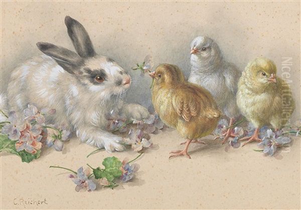 An Easter Picture: Rabbits And Chicks - view 1