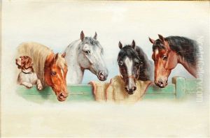 A Dog And Four Horses by Carl Reichert