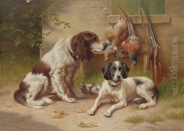 Jagdhunde Bewachen Erlegte Fasane - view 1