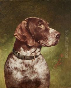 Head Of A German Shorthaired Pointer by Carl Reichert