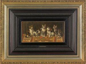 Five Cats On An Oriental Rug by Carl Reichert
