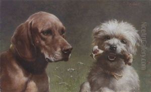 Zwei Hundekopfe by Carl Reichert