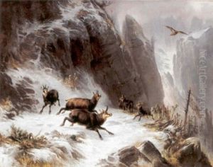 Gemsen Im Hochgebirge by Carl Reichert