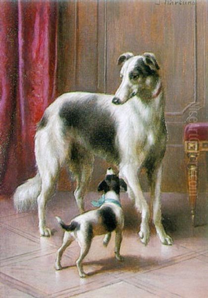 A Borzoi And A Terrier Puppy - view 1