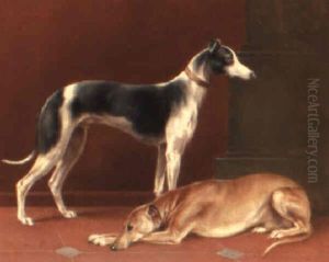 Zwei Windhunde by Carl Reichert