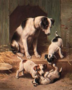 Puppies At Play by Carl Reichert