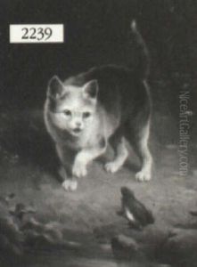 Cat Stalking A Frog by Carl Reichert