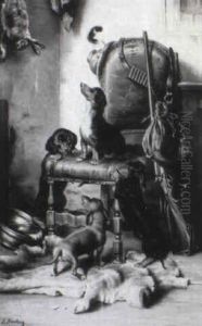 Spielende Dackel by Carl Reichert