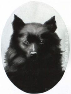 Hundeportrait Mit Schwarzem Spitz by Carl Reichert
