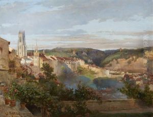 A View Of Fribourg, Switzerland by Jean-Joseph Reichlen