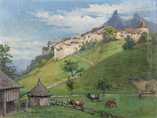 Ansicht Von Gruyeres Mit Dem Dent De Broc - view 1