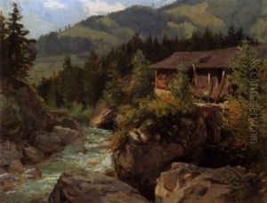 Hutte Im Gebirge by Jean-Joseph Reichlen