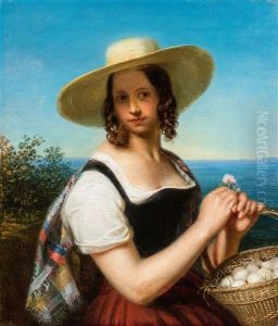 Portrat Der Augusta Karoline Von Cambridge (1822 - 1916), Prinzessin Von Grosbritannien, Irland Und Hannover by George Friedrich Reichmann