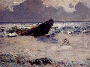Alter Kahn Am Strand by Eugen Reich-Muensterberg