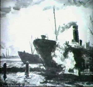 Dampfer Im Hafen by Eugen Reich-Muensterberg