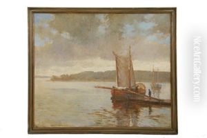 Fishing Boat At Dock With Gathering Clouds
