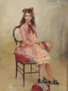Jeune Fille Assise. by Adrien Adolphe Bonnefoy