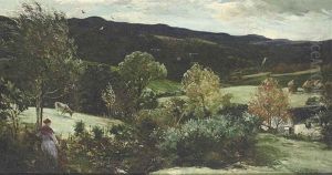 Glen Ashdale, Arran (+ A Horse-drawn Carriage Driving Through A Village On A Carnival Day; 2 Works) by John Robertson Reid