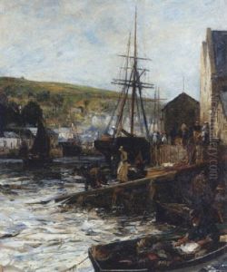 When The Flowing Tide Comes In, Looe, Cornwall by John Robertson Reid