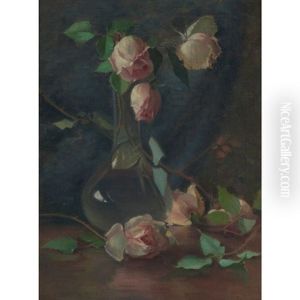 Still Life With Pink Roses by Mary Augusta Hiester Reid