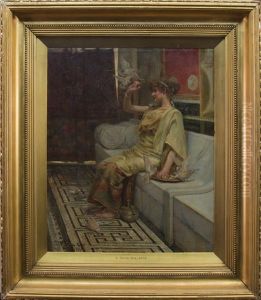 Lady In Opulent Interior With Doves