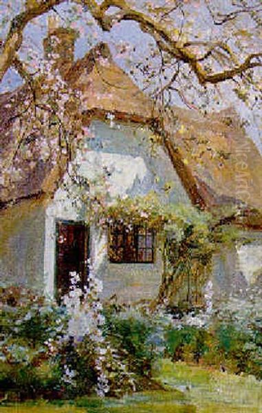 A Thatched Cottage, Springtime - view 1