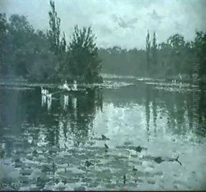Boating On Kelsey Manor Lake by Samuel Reid