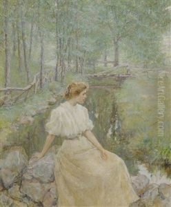 Lady By A Stream Lady By A Stream