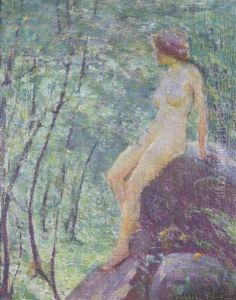 A Study Of A Landscape With Nude Figure by Robert Reid
