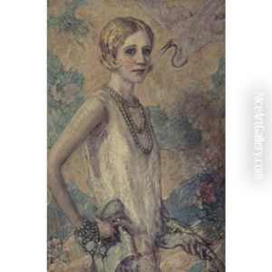 Portrait Of A Young Woman In Front Of An Oriental Screen Portrait Of A Young Woman In Front Of An Oriental Screen