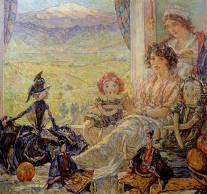 Young Girl With Dolls by Robert Reid