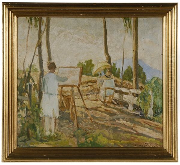 Women Painting Among The Eucalyptus Trees, Circa 1925 - view 1