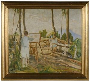 Women Painting Among The Eucalyptus Trees, Circa 1925 by Charles Reiffel