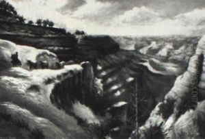 Horse And Mule Caravan In A Mountainous Landscape by Charles Reiffel