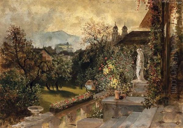 Terrasse Mit Blumengarten, Rechts Im Bildhintergrund Maria Plain(?) - view 1
