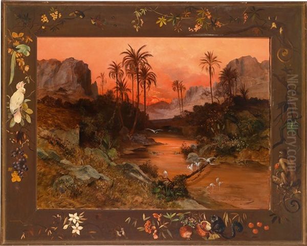 Tropische Landschaft Mit Kranichen - view 1