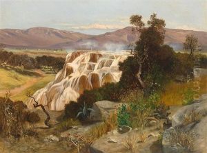 Blick Auf Die Sinterterrassen Von Pamukkale In Der Turkei by Paul Reiffenstein