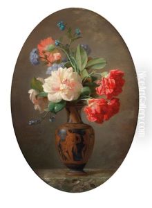 Blumenstraus In Einer Vase Mit Altgriechischen Motiven