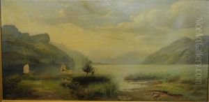 Paysage Au Lac De Montagne by Jean Marie Reignier