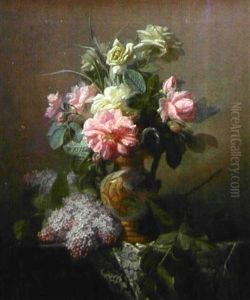Vase De Fleurs Pose Sur Un Entablement